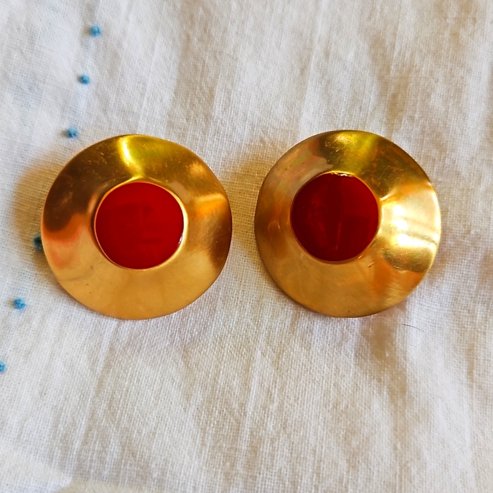Red and gold earrings